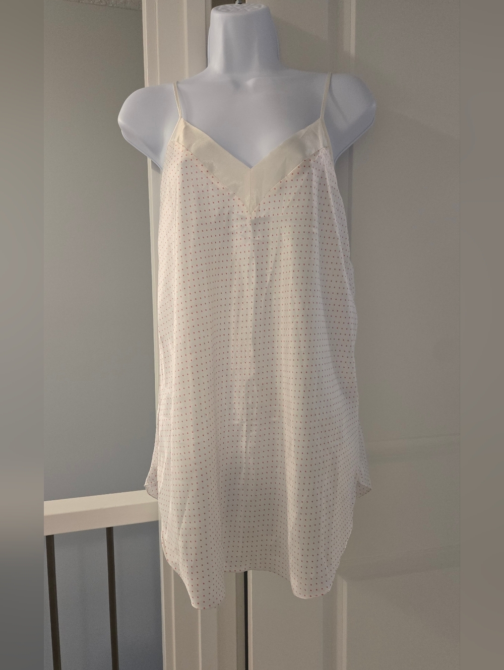Vintage 90's Linda For Eaton White Slip with Cherry Pink Polka Dots Size M